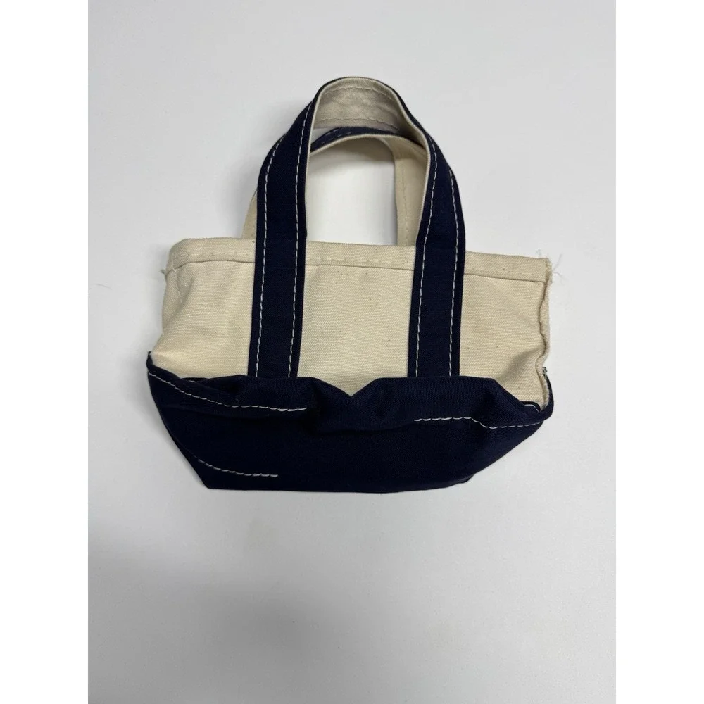 Rare‎ Vintage L.L.Bean Mini BOAT AND TOTE Blueberries Canvas Bag USA White Blue